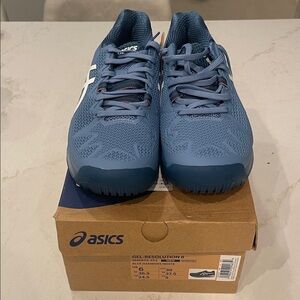 ASICS Gel-Resolution 8 Blue Harmony and White Shoes